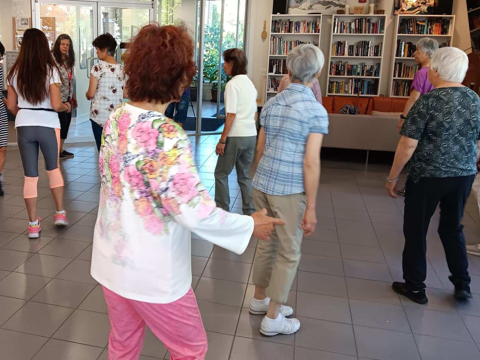 Seniors line dancing